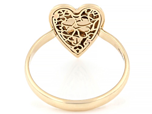 14k Yellow Gold Heart Hammered Ring - Size 8