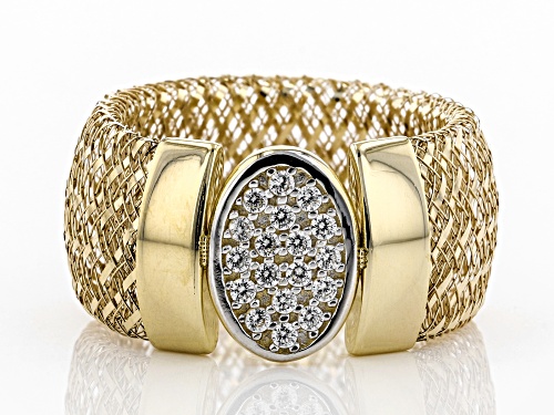 Bella Luce® 0.18ctw Diamond Simulant Round 10k Yellow Gold Medium Mesh Ring