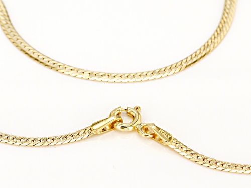 10K Yellow Gold 1MM Herringbone Necklace 18 Inch - Size 18