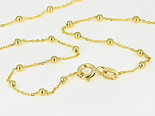 10K Yellow Gold .5MM Cable Chain With Bead Station Necklace 18 Inch - Size 18