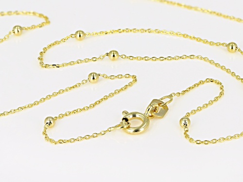10K Yellow Gold .5MM Bead Station Cable Chain Necklace 18 Inch - Size 18