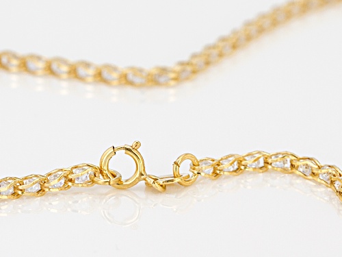 10K Yellow Gold 1.7MM Round White Crystal Cage Link Chain Necklace 20 Inch - Size 20