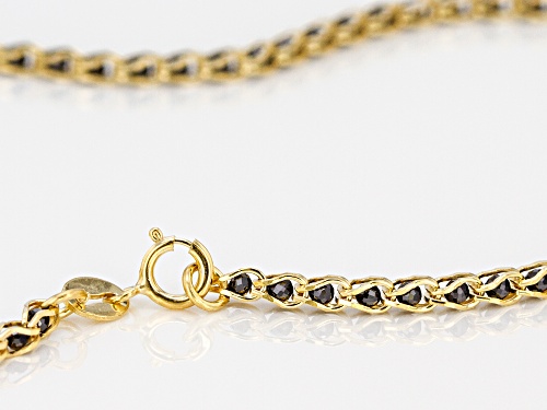 10K Yellow Gold 1.7MM Round Black Crystal Cage Link Chain Necklace 20 Inch - Size 20