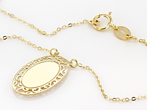 10K Yellow Gold Flat Rolo 20 Inch Chain Necklace with Mother of Pearl Pendant - Size 20