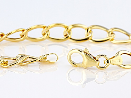 10K Yellow Gold 6.3mm Flat Wire Curb Bracelet 7.5 Inch - Size 7.5