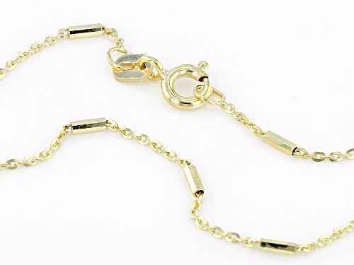10K Yellow Gold Station Bar Flat-Rolo Necklace - Size 24