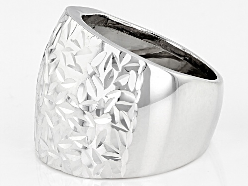 10K White Gold Diamond Cut 18.1MM Dome Ring - Size 4