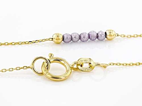 10K Yellow Gold Diamond Cut Rolo Chain Bracelet with .75ctw Purple Diamond Simulant - Size 7.25