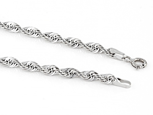 10K White Gold 3.2MM Diamond-Cut Rope Link Bracelet - Size 7.25