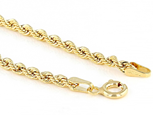 10K Yellow Gold 2.6MM Rope Link Bracelet - Size 7.25