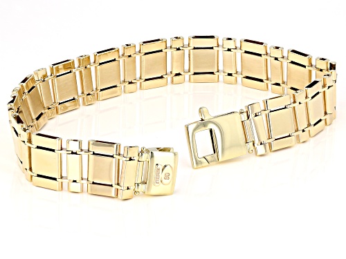 10K Yellow Gold 11.8MM Satin Fancy Link 8.5 Inch Bracelet - Size 8.5