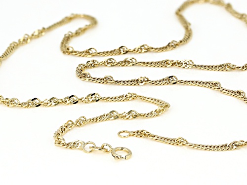 14K Yellow Gold 2.3MM Singapore Chain 18 Inch Necklace - Size 18