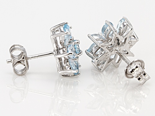 2.23ctw Mixed Shape Glacier Topaz(TM) Rhodium Over Silver Flower Stud Earrings