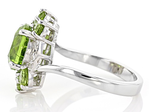 3.42ctw Round & Pear Shape Manchurian™ & .07ctw Zircon Rhodium Over Silver Ring - Size 8