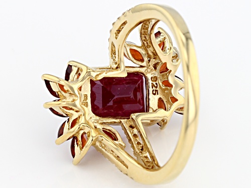 1.95ct Indian Ruby with 1.02ctw Vermelho Garnet™ & .10ctw White Topaz 18k Gold Over Silver Ring - Size 7