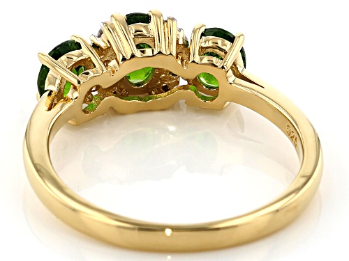 1.03CTW OVAL RUSSIAN CHROME DIOPSIDE & .10CTW WHITE ZIRCON 18K YELLOW GOLD OVER SILVER RING - Size 6