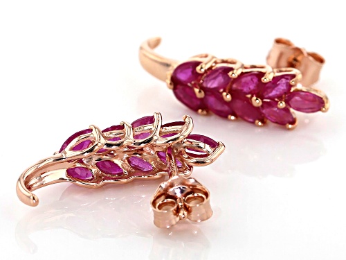 1.58ctw marquise Mahaleo® ruby 18k rose gold over sterling silver J-hoop earrings