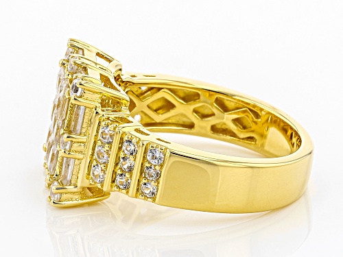 2.36CTW ROUND,SQUARE,BAGUETTE WHITE ZIRCON 18K YELLOW GOLD OVER STERLING SILVER RING - Size 7