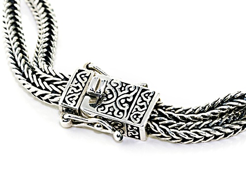 18x11mm Fancy Cut Cabochon Larimar Sterling Silver 3-Stone Bracelet - Size 7.25