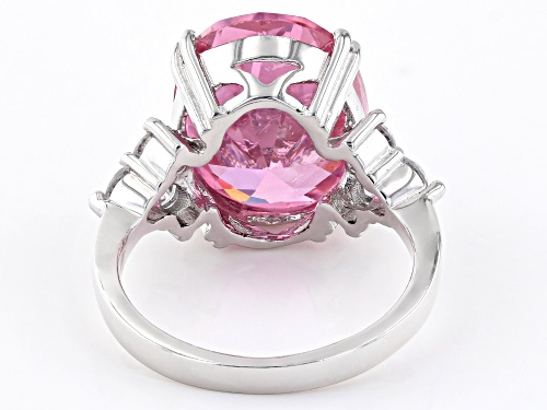Bella Luce® 16.13ctw Pink & White Diamond Simulants Rhodium Over Sterling Silver Ring (9.98ctw Dew) - Size 7