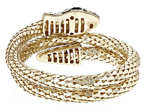 Rhinestone Stainless Steel Snake Charm Bracelet Gold Tone Plated