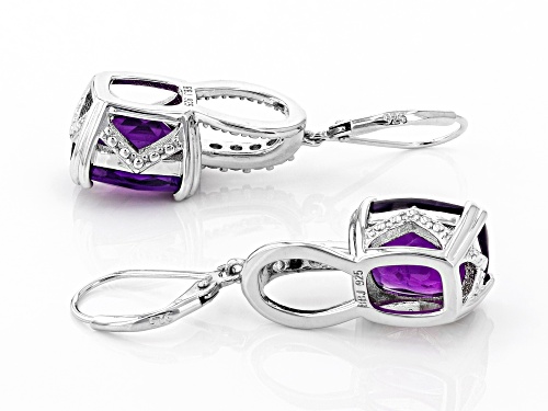 Purple Amethyst Rhodium Over Sterling Silver Earrings 8.45CTW