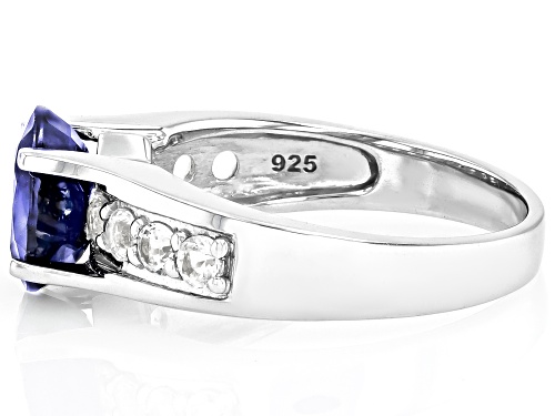 Natural Diffused Blue Sapphire and White Topaz Rhodium Over Sterling Silver Ring 2.57CTW - Size 8