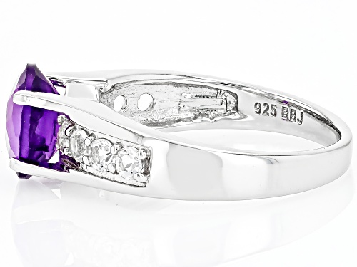 Purple Amethyst with White Topaz Rhodium Over Sterling Silver Ring 2.14CTW - Size 8