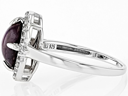 Star Ruby & White Zircon Rhodium Over Sterling Silver Ring 4.22Ctw - Size 8