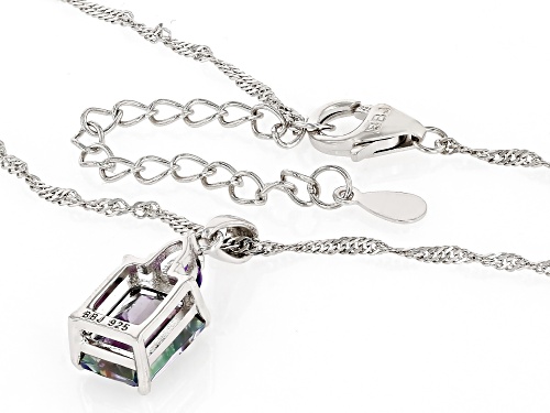 Mystic Fire® Green Topaz & Amethyst Rhodium Over Sterling Silver Pendant with Chain