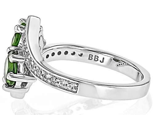 Chrome Diopside & White Zircon Rhodium Over Sterling Silver Ring 1.80Ctw - Size 7