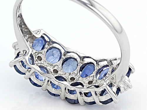 Exotic Jewelry Bazaar™ 2.72ctw Oval Kanchanaburi Sapphire And Zircon Sterling Silver Band Ring - Size 8