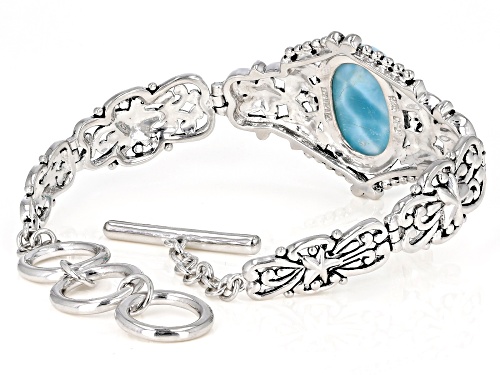Larimar Rhodium Over Sterling Silver Bracelet 14CTW - Size 7.25