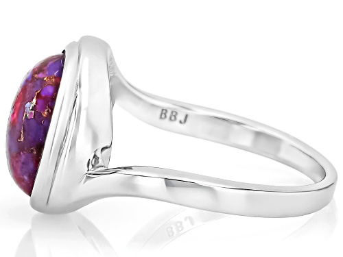 Purple Turquoise Oval 11x9mm Rhodium over Sterling Silver Solitaire Ring - Size 10