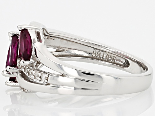 Purple Rhodolite Garnet with White Zircon Rhodium Over Sterling Silver Ring - Size 8