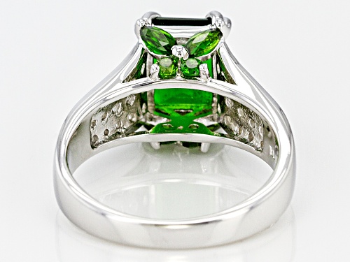 Chrome Diopside & White Zircon Rhodium Over Sterling Silver Ring 3.65Ctw - Size 9