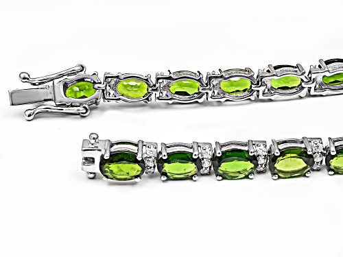 10.96ctw Chrome Diopside and White Zircon Rhodium Over Sterling Silver Tennis Bracelet 8