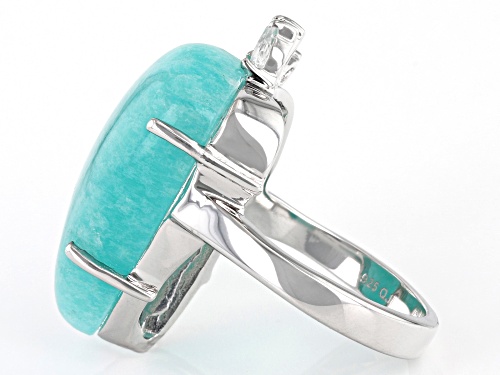 Australian Style™ Amazonite and 0.81ctw White Topaz Rhodium Over Sterling Silver Ring - Size 7