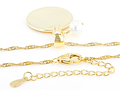 Australian Style™ Coin Replica With Cultured Freshwater Pearl 18k Gold Over Silver Pendant /Chain