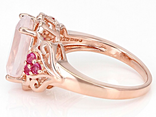 3.66ct Rose Quartz With 0.22ctw Pink Spinel 18k Rose Gold Over Sterling Silver Ring - Size 8