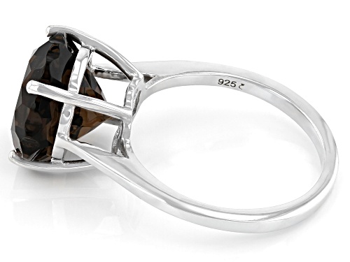 4.76ct Custom Smoky Quartz Rhodium Over Sterling Silver Solitaire Ring - Size 10