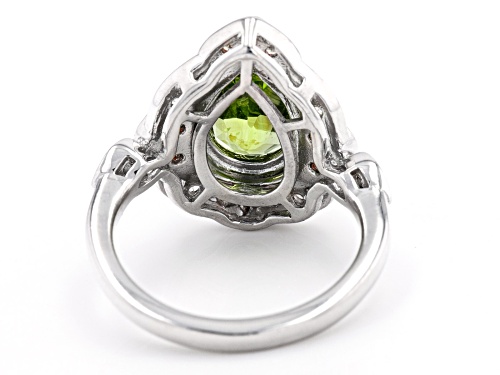 2.55ct Manchurian Peridot™ With 0.24ctw Andalusite & White Zircon Rhodium Over Silver Ring - Size 9