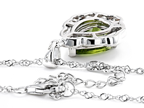 2.55ct Manchurian Peridot(TM) With 0.22ctw Andalusite & Zircon Rhodium Over Silver Pendant Chain.
