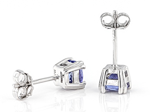 0.94ctw Square Cushion Tanzanite Rhodium Over Sterling Silver Stud Earrings