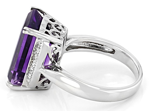 7.23ct African Amethyst With 0.12ctw White Zircon Rhodium Over Sterling Silver Ring - Size 9