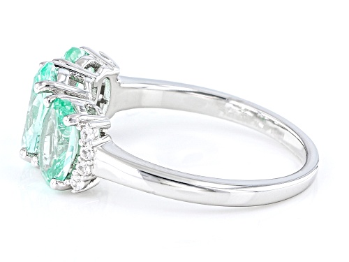 2.35ctw Lab Created Green Spinel And 0.07ctw Lab Created White Sapphire Rhodium Over Silver Ring - Size 8