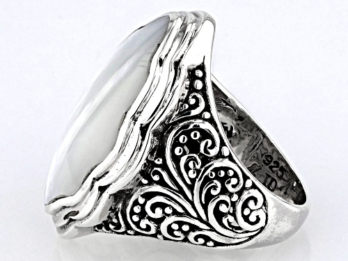 Artisan Collection of Bali™ 23x19mm White Mother-of-Pearl Sterling Silver Filigree Ring - Size 6