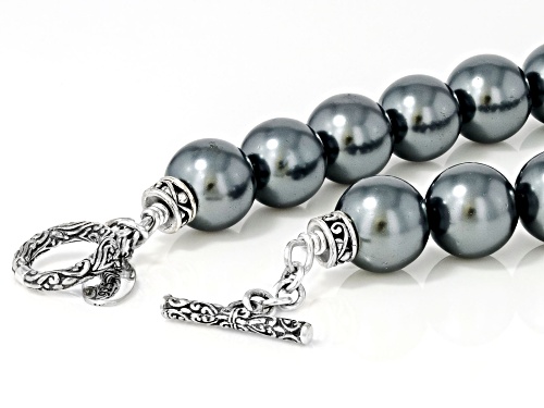 Artisan Collection of Bali™ Gray Shell Pearl Sterling Silver Station Necklace 11.5-12mm - Size 18