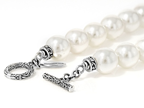 Artisan Collection of Bali™ White Shell Pearl Sterling Silver Station Necklace 11.5-12mm - Size 18