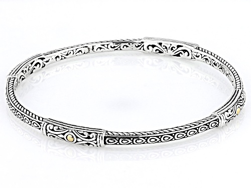 Artisan Collection of Bali™ Sterling Silver & 18K Yellow Gold Accents Bangle Bracelet - Size 8